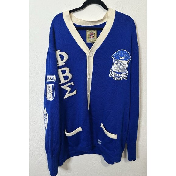Vintage Phi Beta Sigma Brotherhood Fraternity Button Up Sweater Size 5XL - Picture 1 of 11